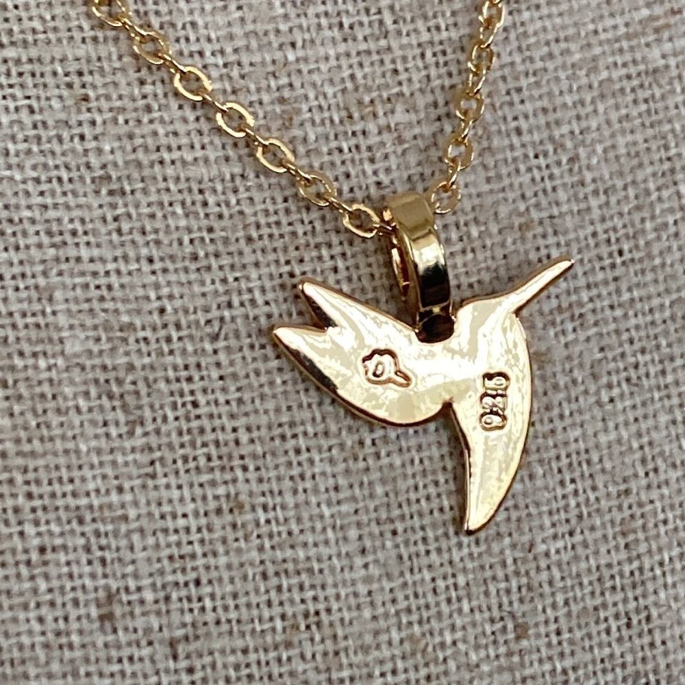 NEW! “Life Is Beautiful” Hummingbird Gold Tone Adjustable Necklace - Picture 4 of 9